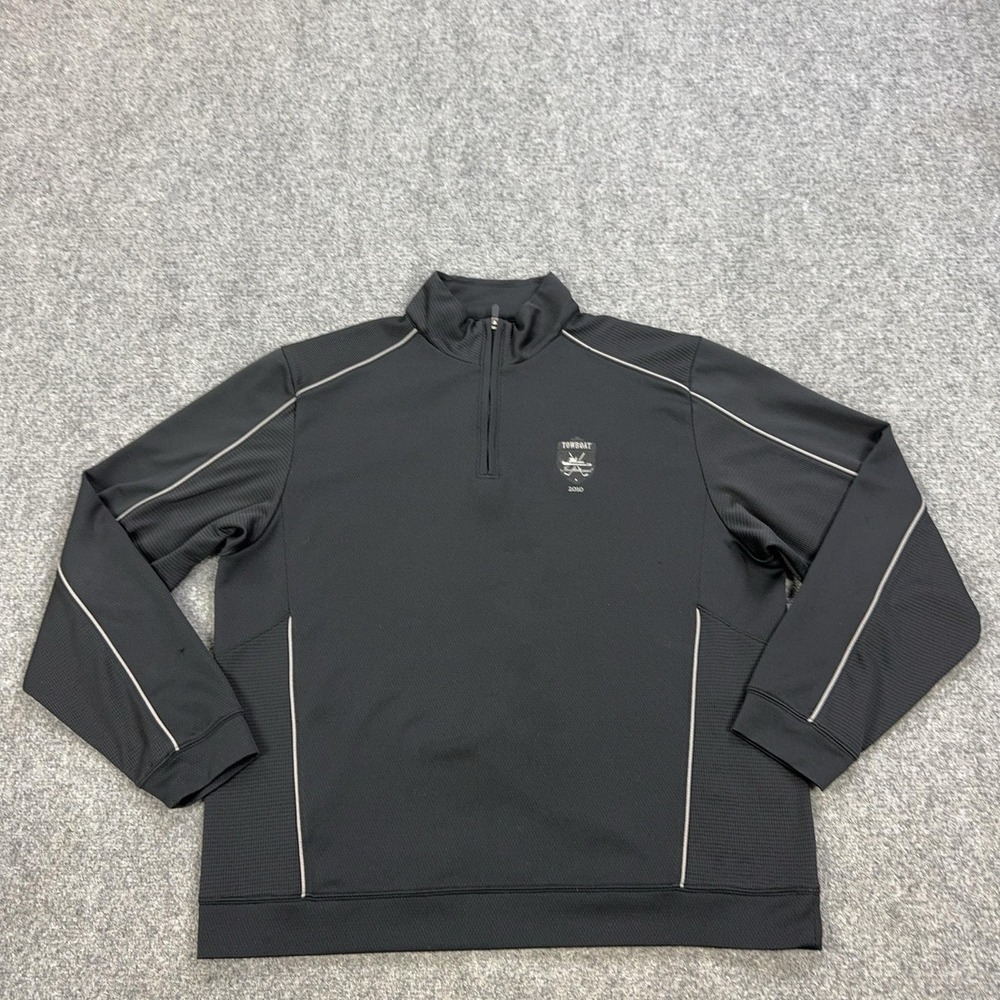 Cutter & Buck Pullover Mens 2XL Black 1/4 Zip Long Sleeve Golf Top Towboat